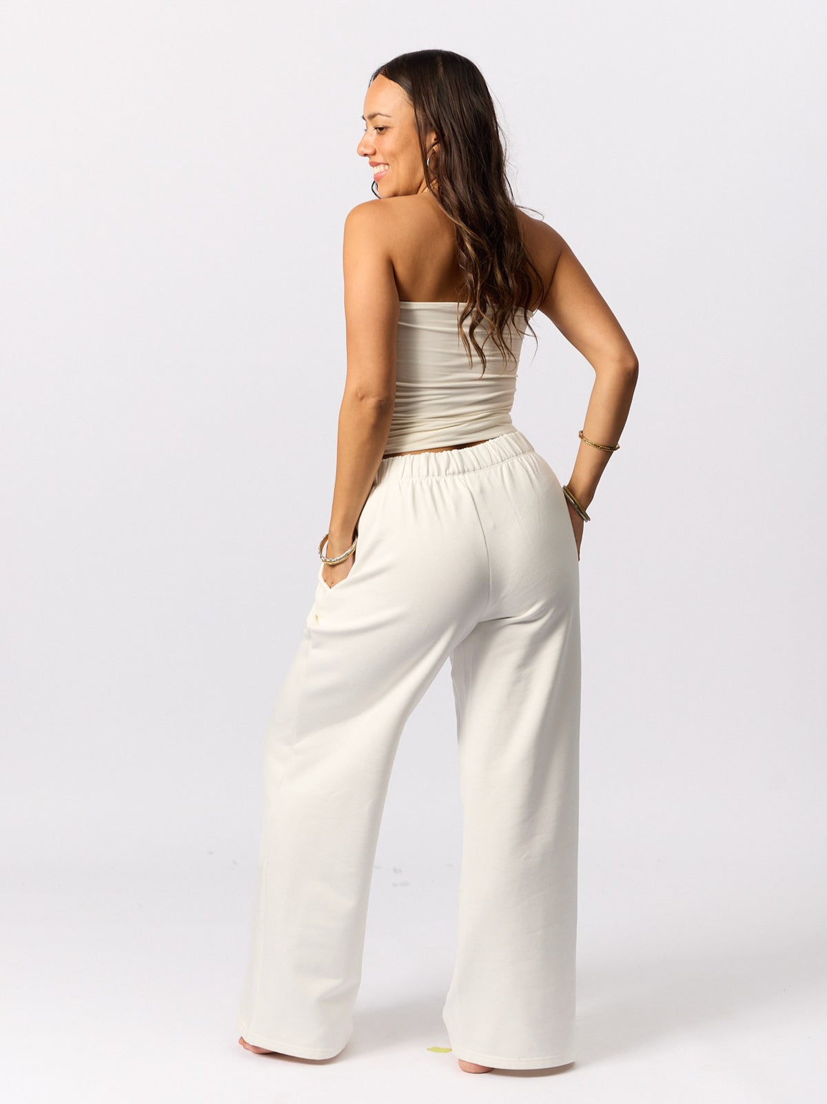 Organic Fleece - Wide Leg Sweatpants - Natural