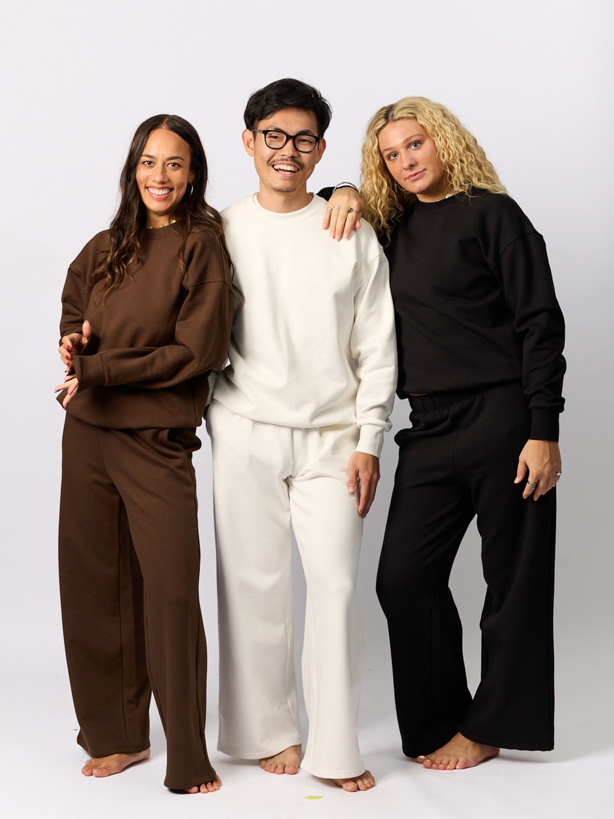 Organic Fleece - Relaxed Crew Neck Sweater - Bitter Chocolate