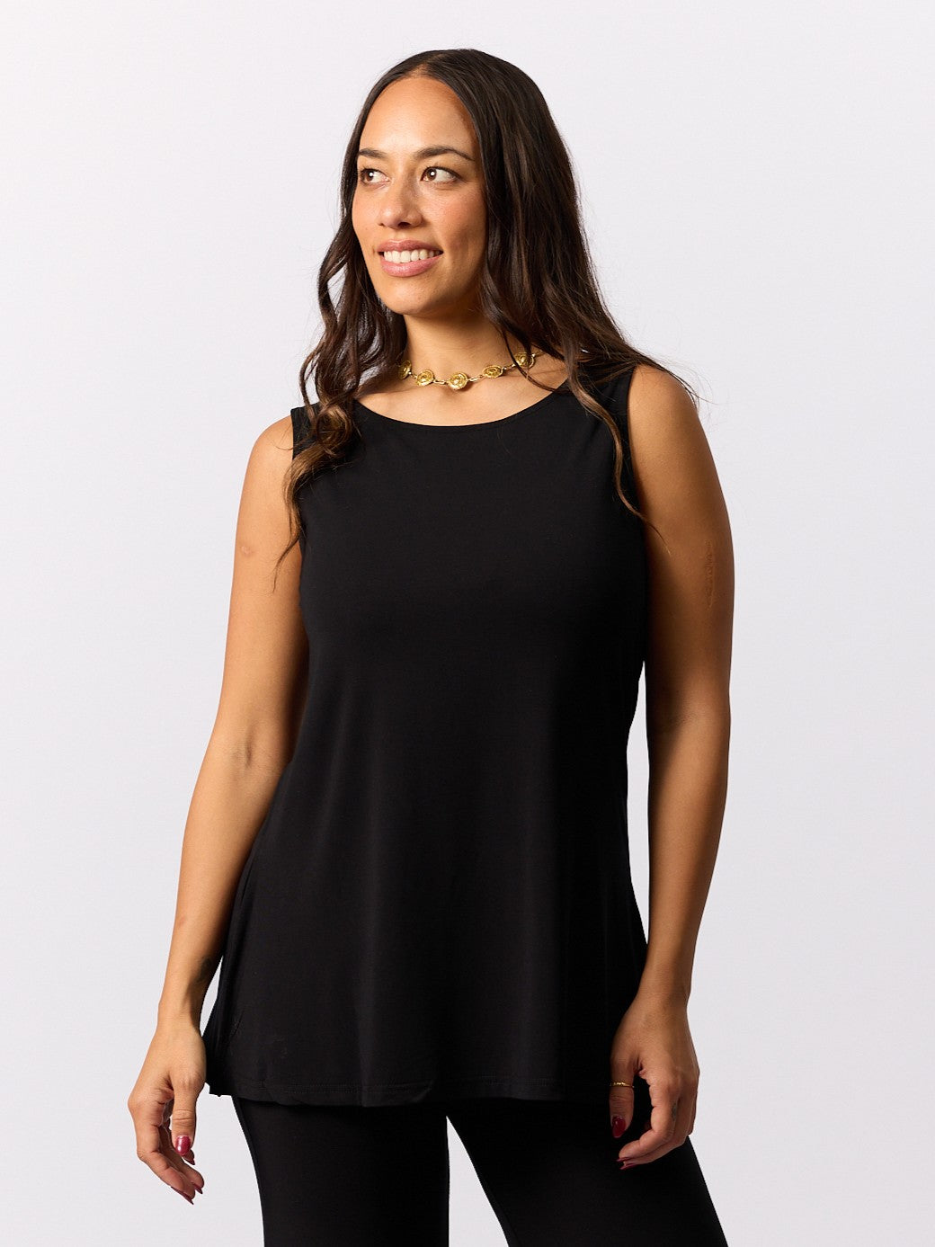 Bamboo A-Line Singlet - Black