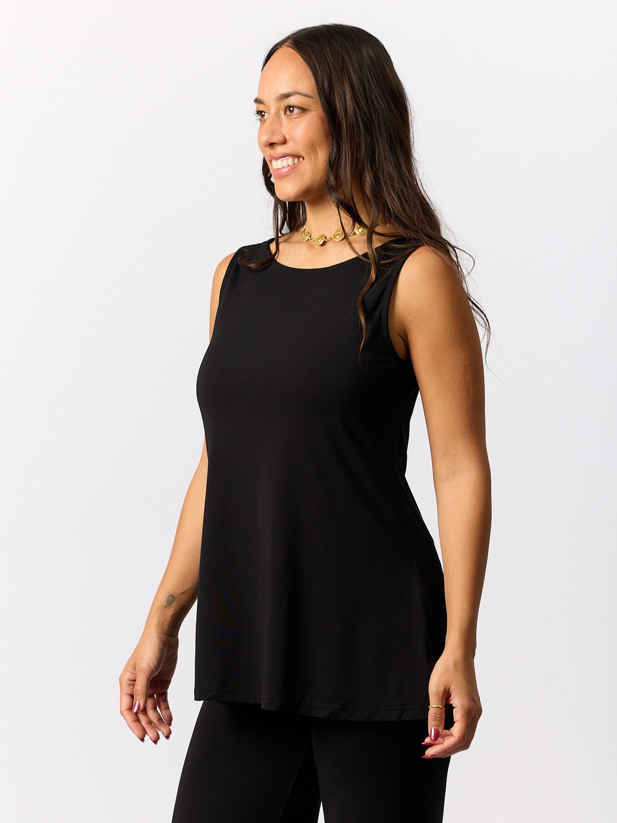 Bamboo A-Line Singlet - Black