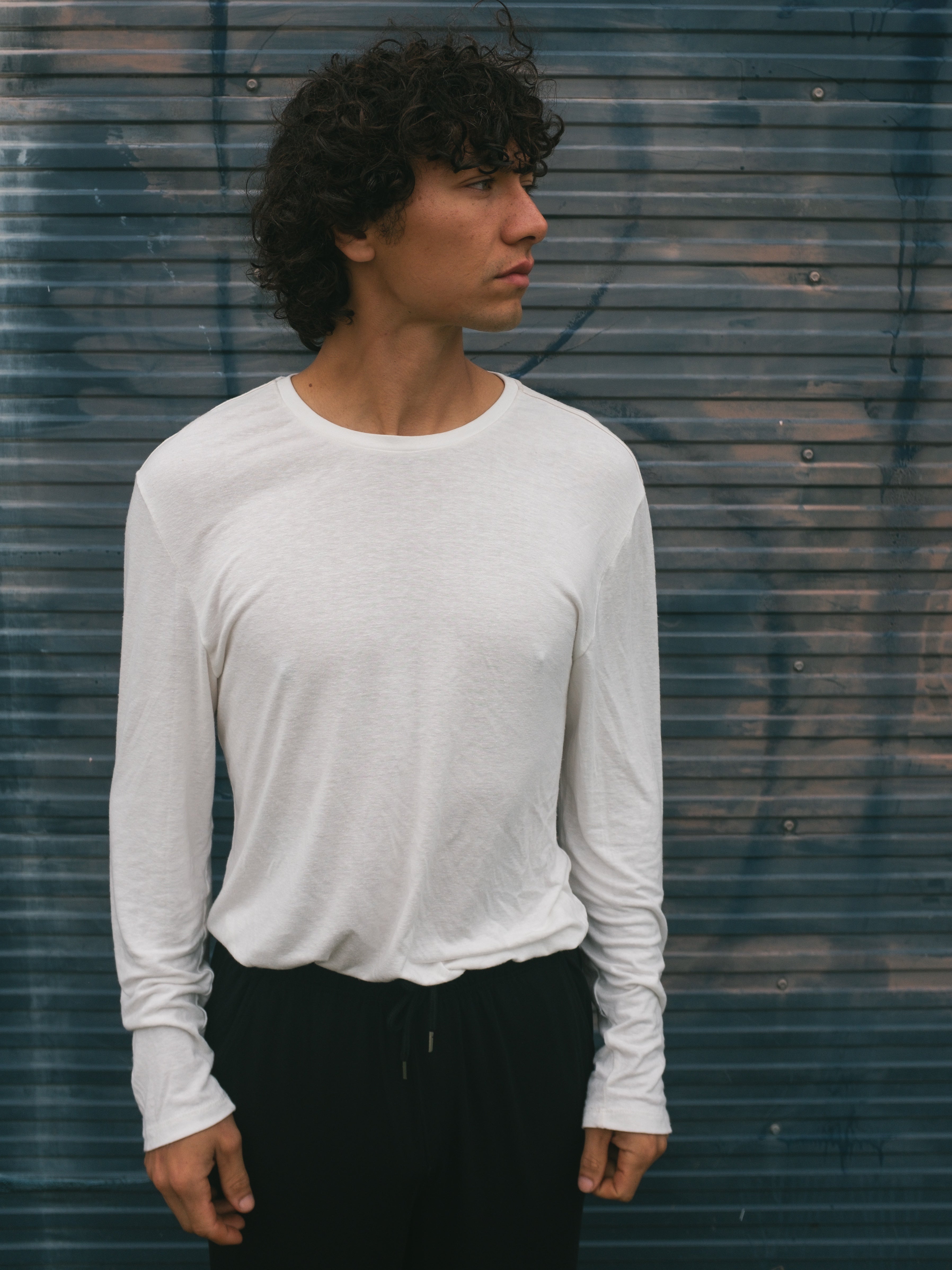 Hemp / Bamboo Men's Long Sleeve Tops - Cream