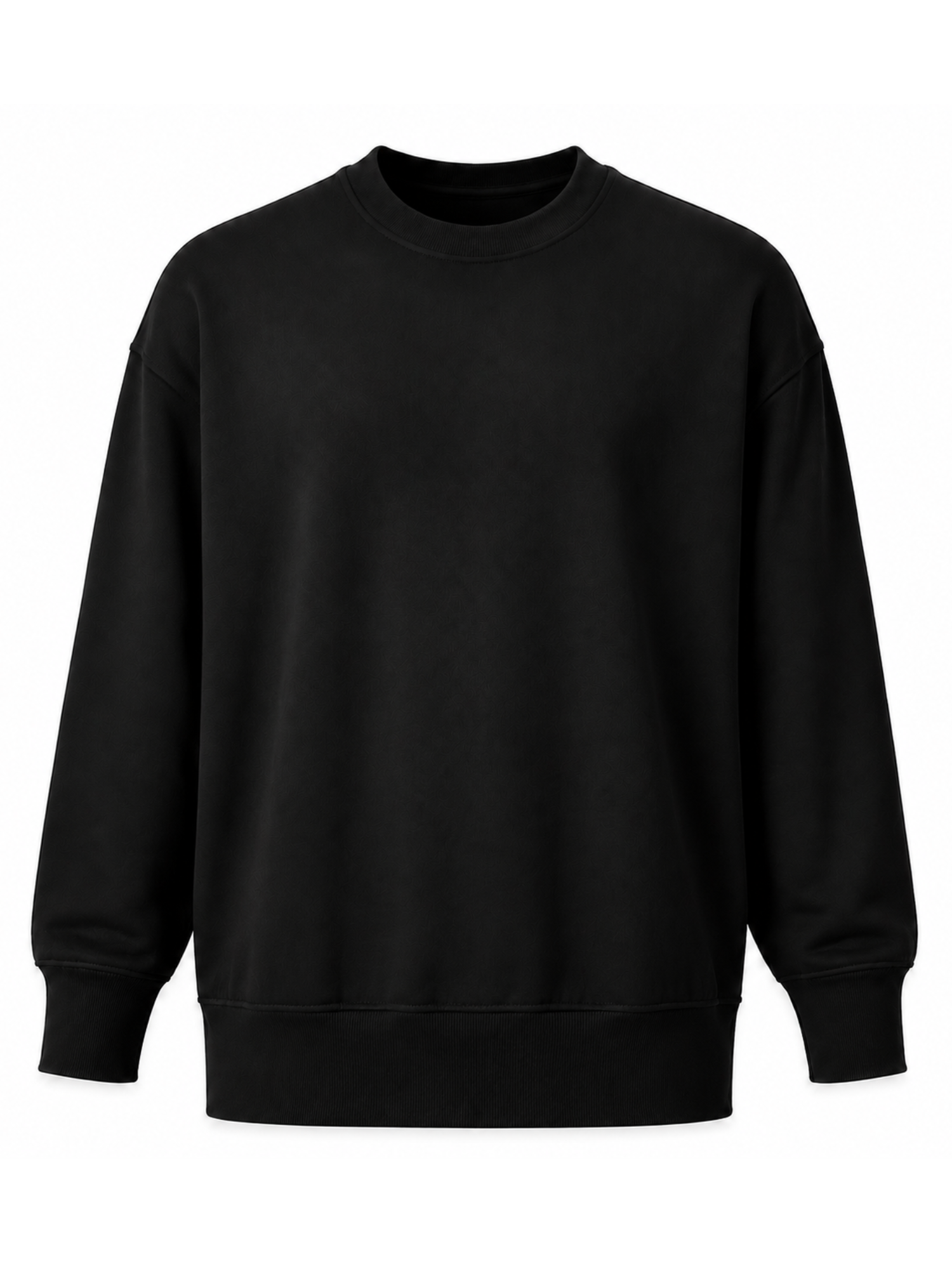 Organic Fleece - Relaxed Crew Neck Sweater - Black