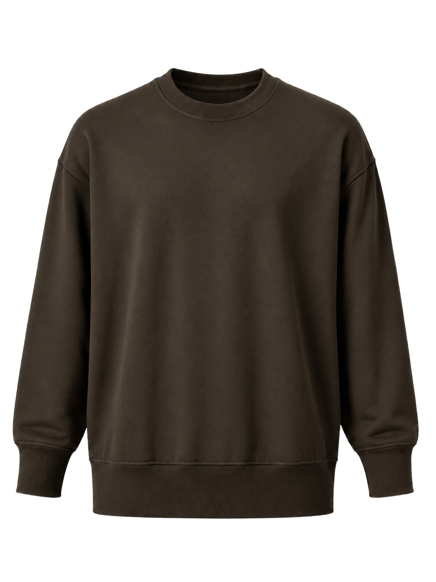 Organic Cotton / Bamboo Fleece - Relaxed Crew Neck Sweater - Bitter Chocolate