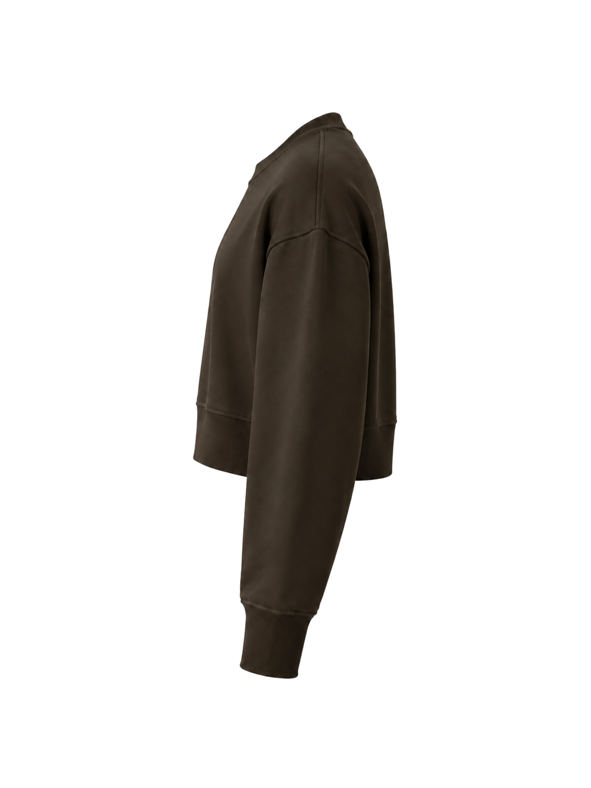 Organic Fleece - Relaxed Crop Sweater - Bitter Chocolate