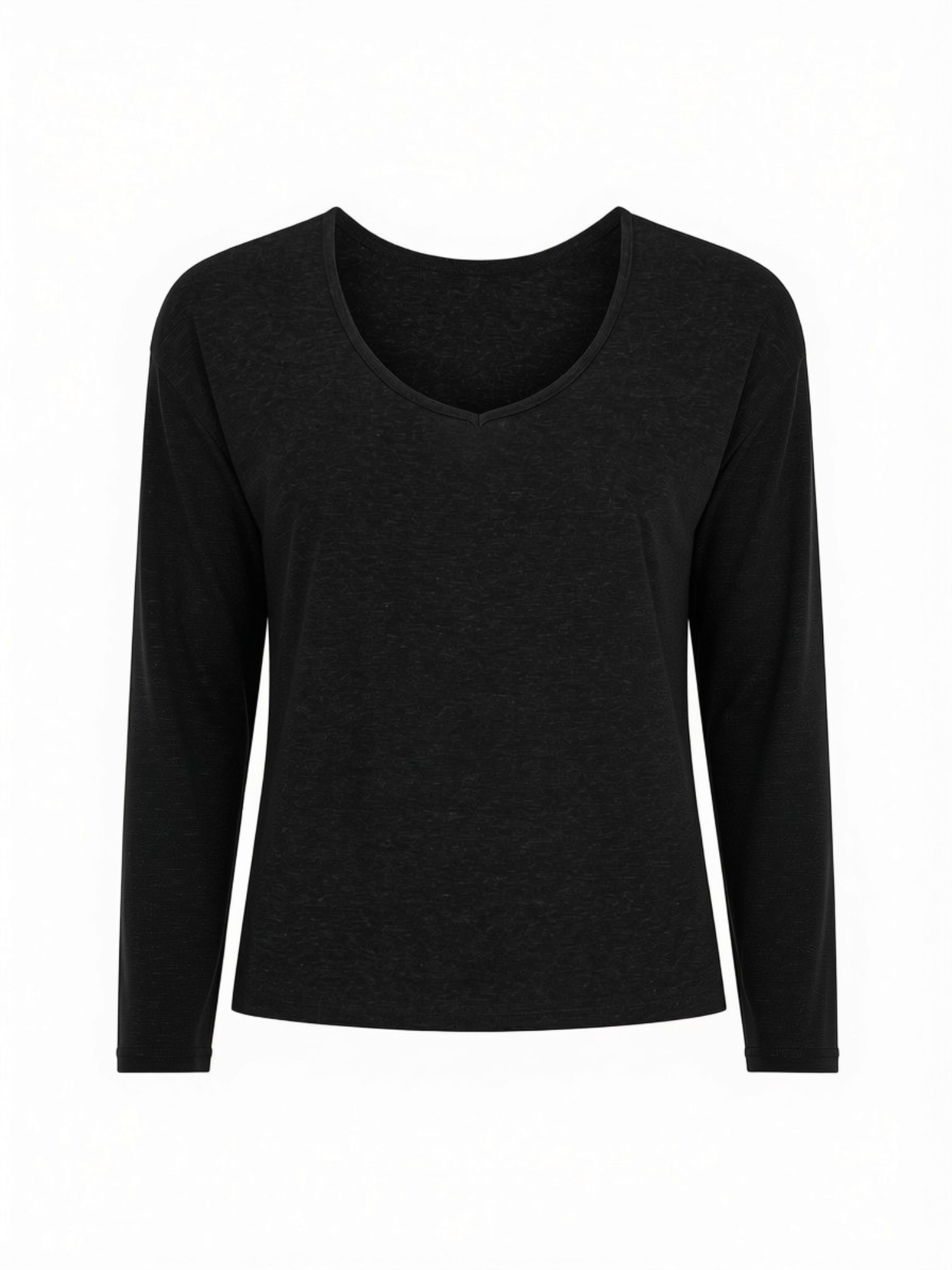 Hemp / Bamboo Long Sleeve Boxy T-Shirt - Black