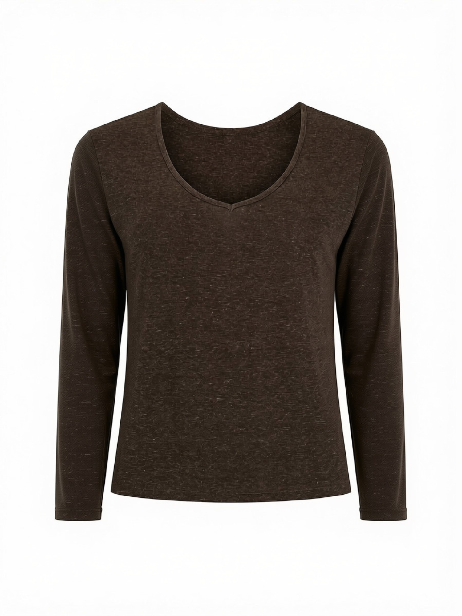 Hemp / Bamboo Long Sleeve Boxy T-Shirt - Cocoa