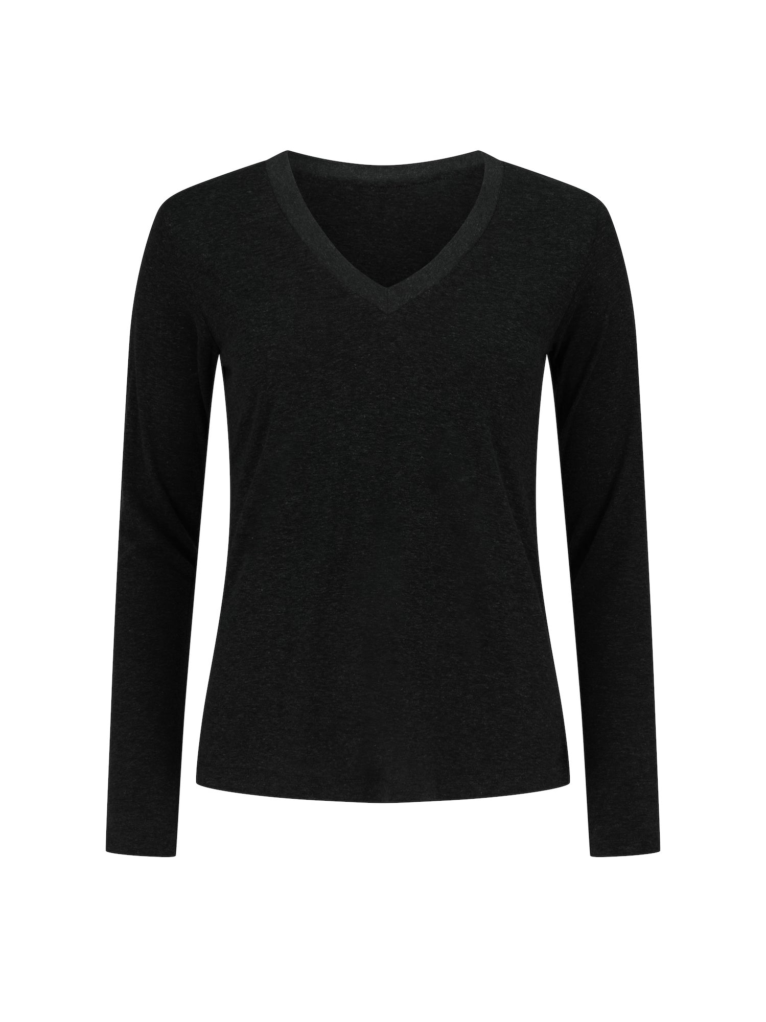 Hemp / Bamboo Relaxed Long Sleeve Vee Tee - Black