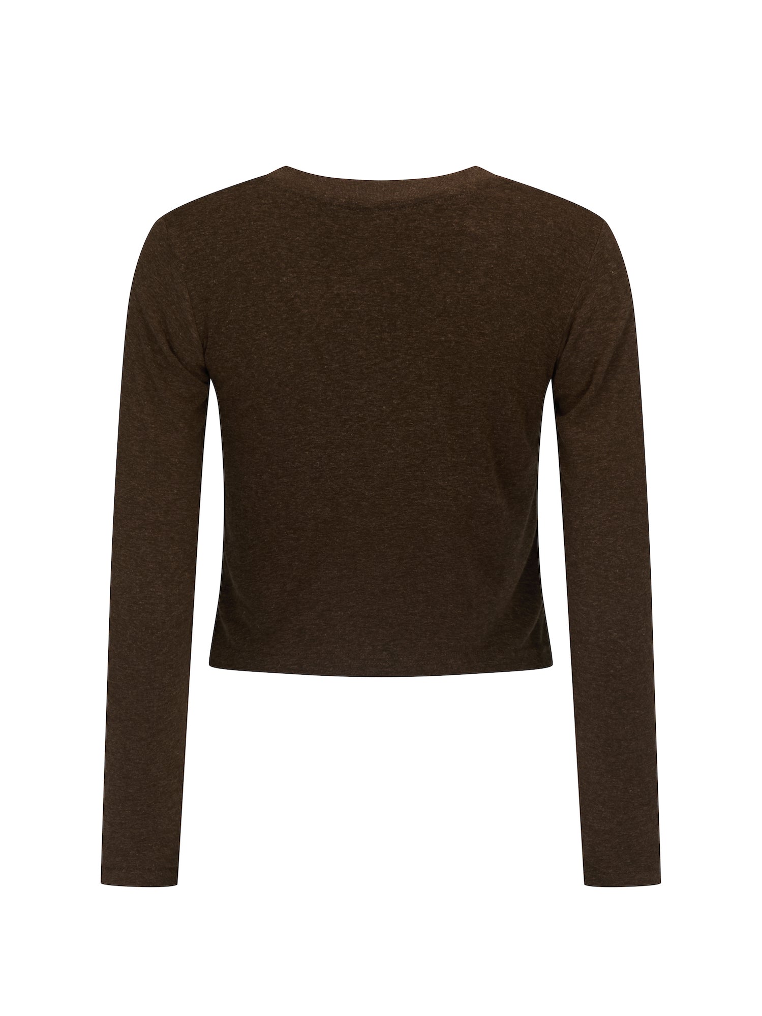 Hemp / Bamboo Relaxed Long Sleeve Vee Tee - Crop - Cocoa