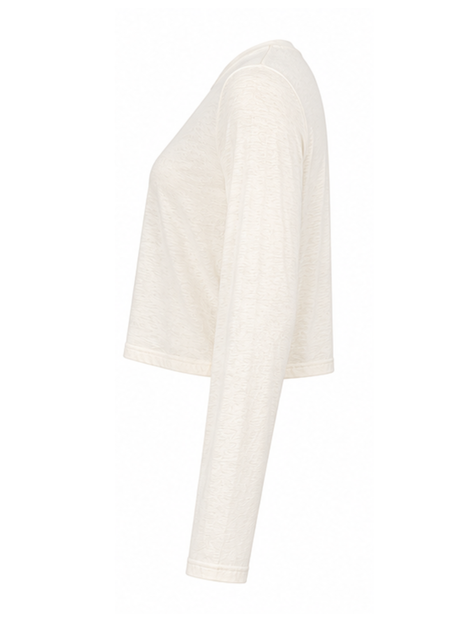 Hemp / Bamboo Relaxed Long Sleeve Crew Tee - Crop - Cream