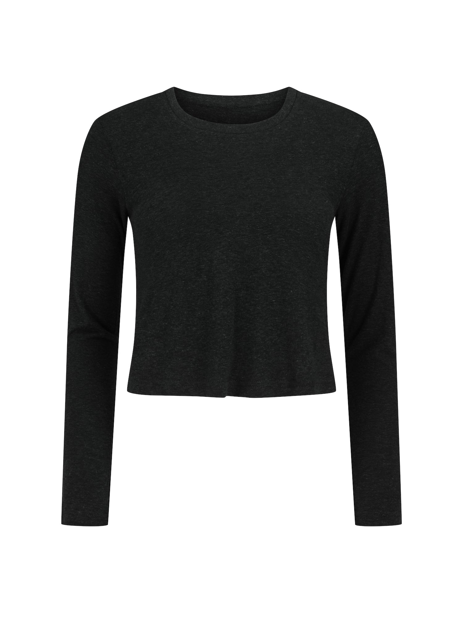 Hemp / Bamboo Relaxed Long Sleeve Crew Tee - Crop - Black