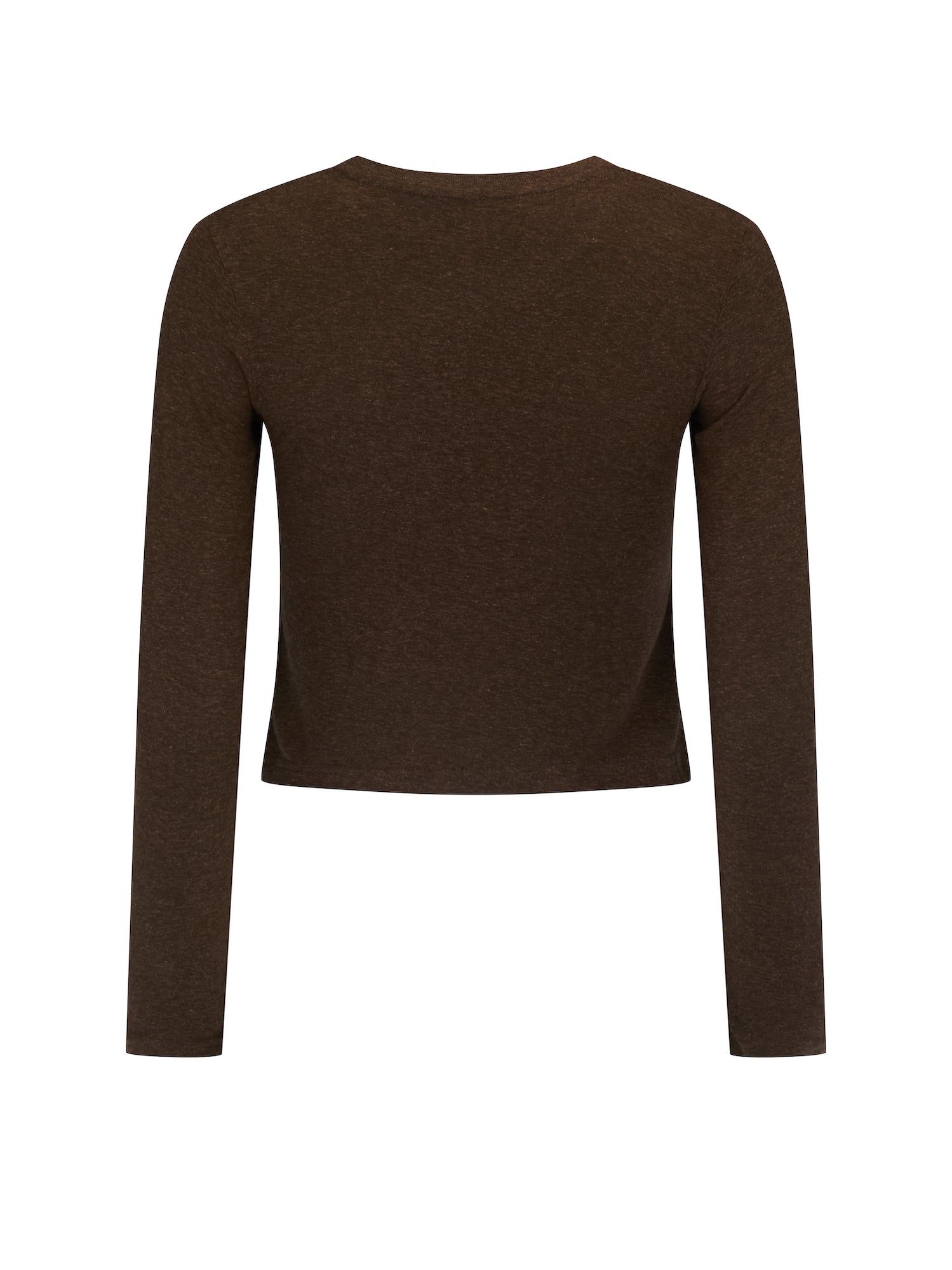 Hemp / Bamboo Relaxed Long Sleeve Crew Tee - Crop - Cocoa