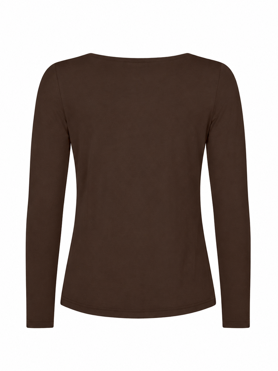 Bamboo Boat Neck Long Sleeve Tee - Cocoa