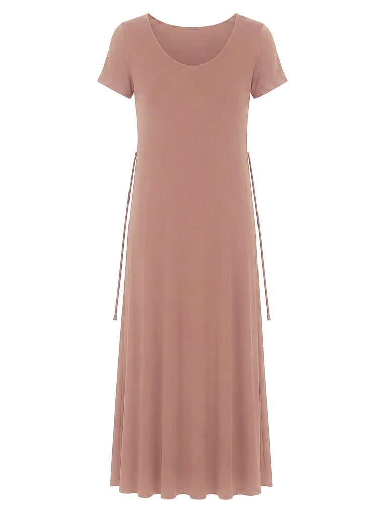 Bamboo Short Slv Scoop Neck Maxi Dress - Toffee