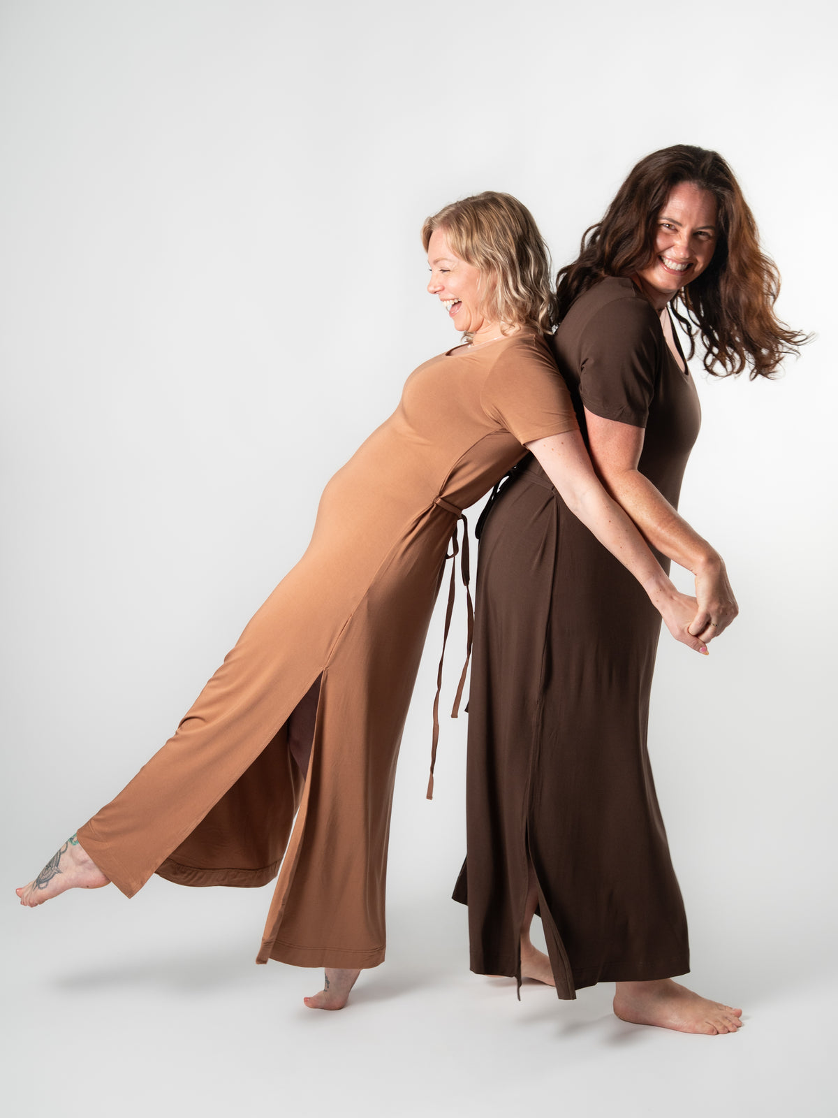 Bamboo Short Slv Scoop Neck Maxi Dress - Toffee