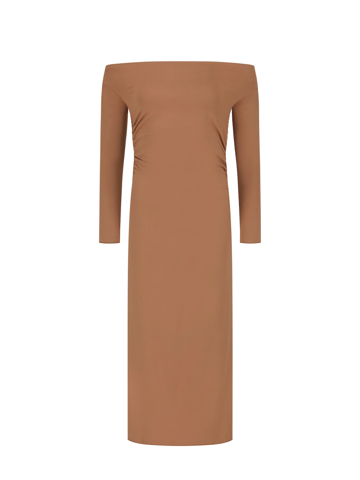 Bamboo Long Sleeve Cowl Neck Maxi Dress - Toffee