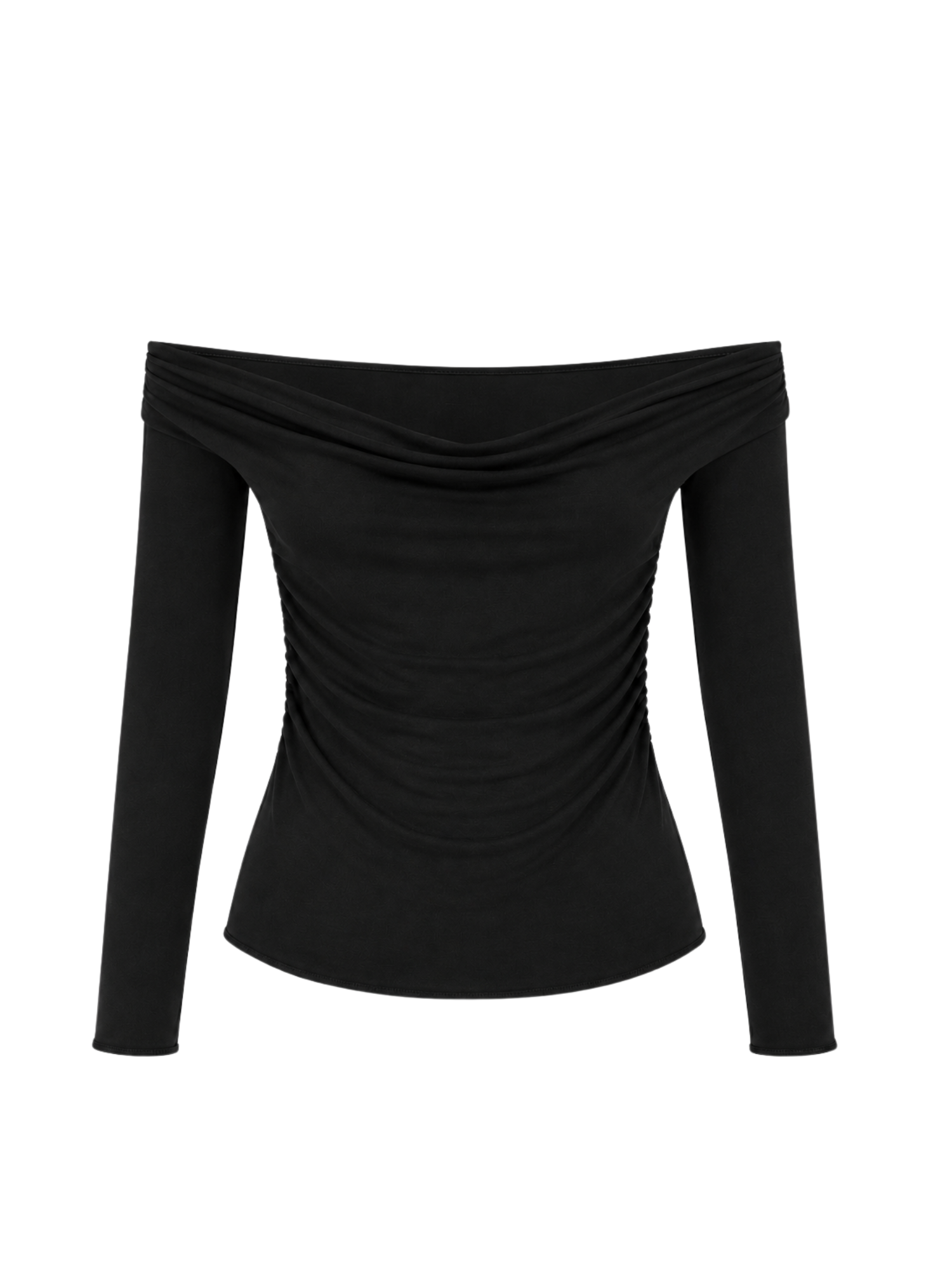 Bamboo Long Sleeve Cowl Neck Top - Black
