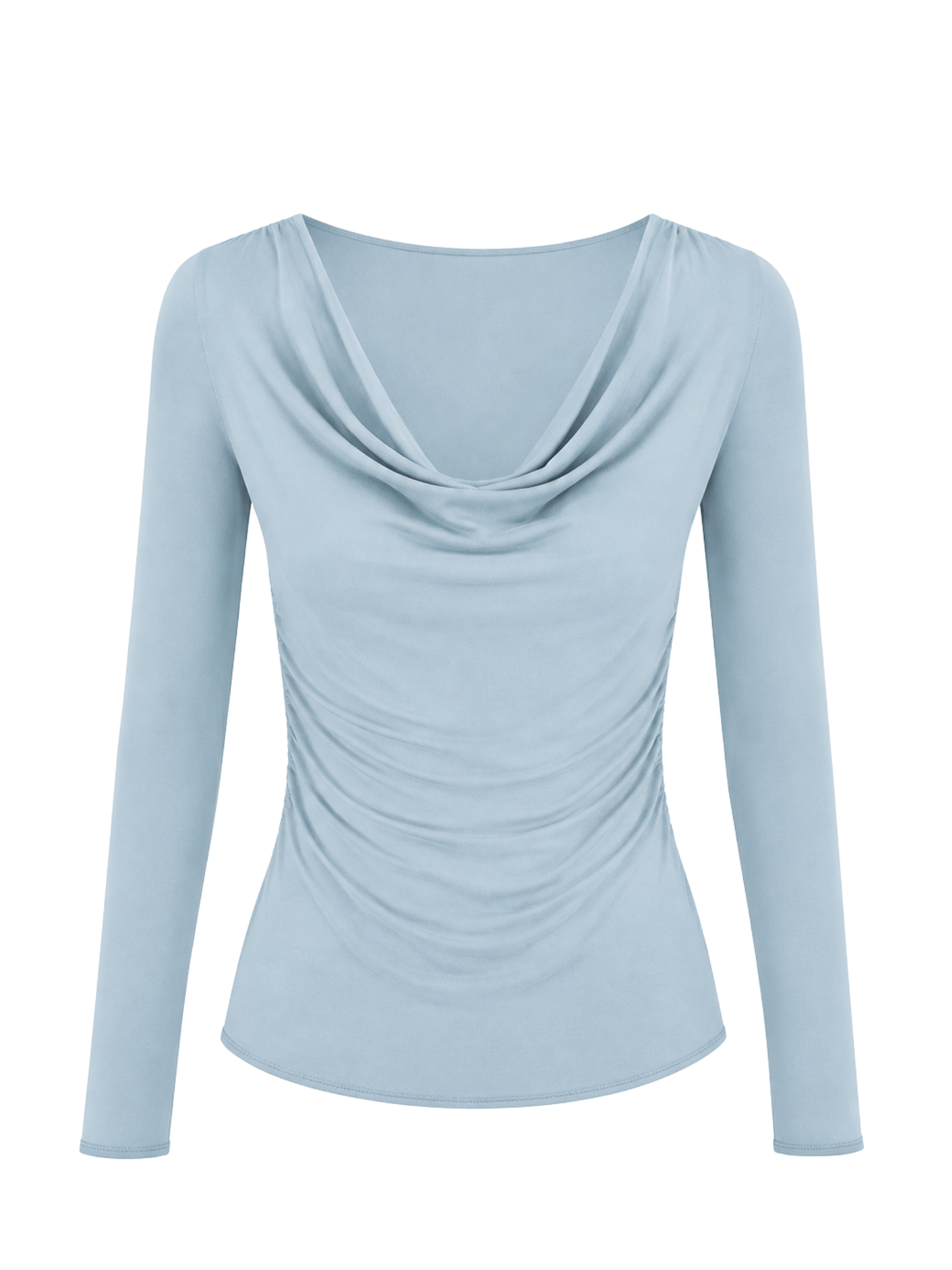 Bamboo Long Sleeve Cowl Neck Top- Topaz